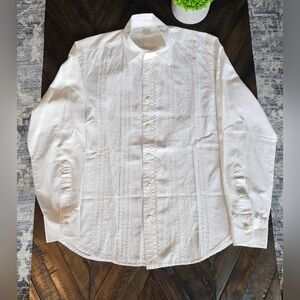 LUCKY Brand Guayabera Style 100% Cotton Long Sleeve Shirt Y2K Men's Small EUC